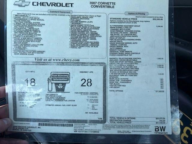 2007 Chevrolet Corvette 2DR CONV